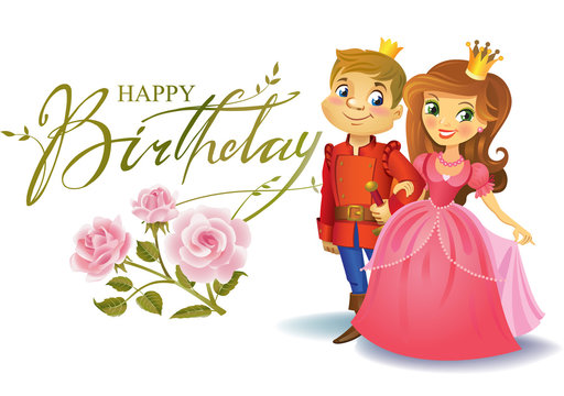 Happy Birthday, Princess and Prince, greeting card.