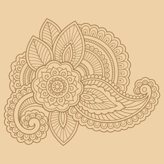 Henna tattoo flower template. Mehndi style. Set of ornamental patterns in the oriental style.