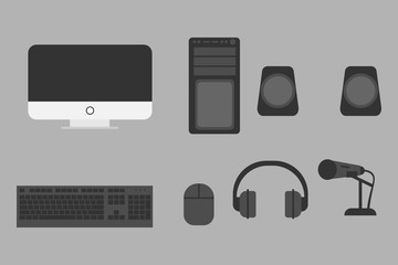 computer hardware black and white.vector and illustration