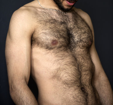 hairy naked upper body of a man