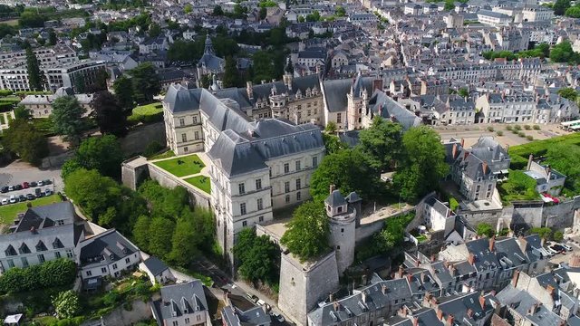 France, Loir et Cher, Loire Valley listed as World Heritage by UNESCO, Aerial view of Chateau de Blois.