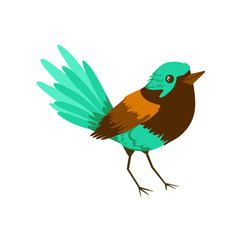 Small bright tropical bird colorful vector Illustration