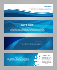 Abstract vector set of 4 simply banner in blue color