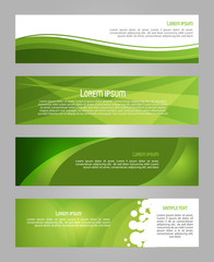 Naklejka premium Abstract vector set of 4 simply banner in green color
