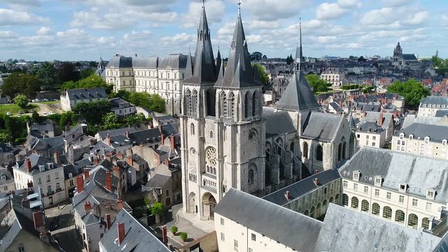 France, Loir et Cher, Loire Valley listed as World Heritage by UNESCO, Aerial view of Chateau de Blois.