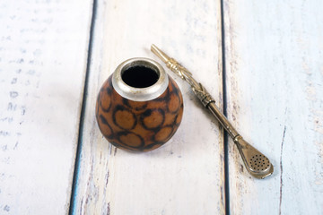 Yerba mate cup and straw