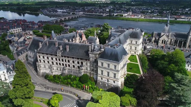 France, Loir et Cher, Loire Valley listed as World Heritage by UNESCO, Aerial view of Chateau de Blois.