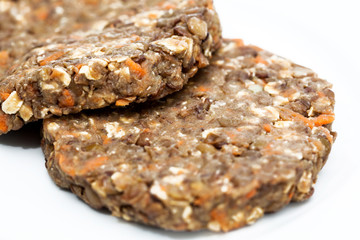 Lentil Burger Preparation : Raw lentils burger patties