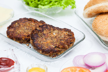 Lentil Burger Preparation : Grilled lentils burger patties