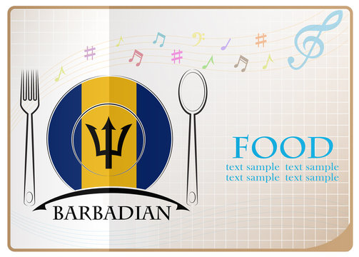 Food logo made from the flag of Barbadian