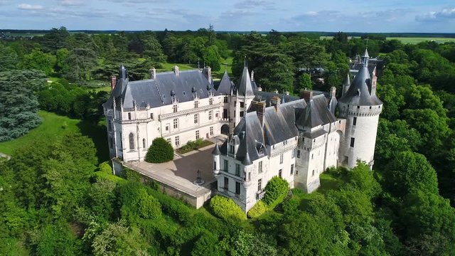 France, Loir et Cher, Loire valley listed as World Heritage by UNESCO, Chaumont sur Loire, Aerial view of the castle