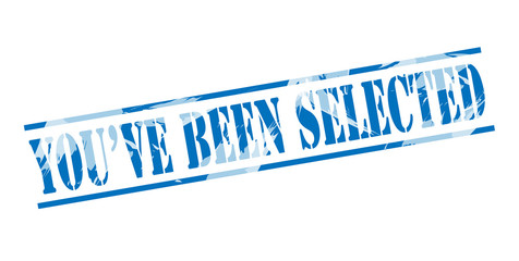 you have been selected blue stamp on white background