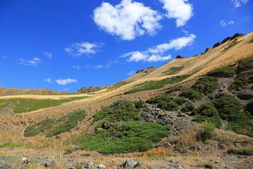 mountain and blue sky landscape view in Mongolia