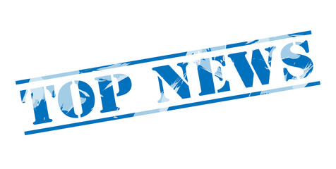 top news blue stamp on white background