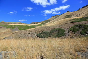 mountain and blue sky landscape view in Mongolia