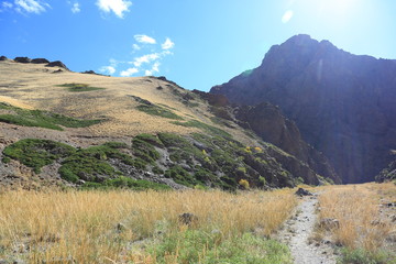 mountain and blue sky landscape view in Mongolia