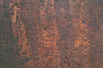 Old rusty steel metal wall with heavy corrosion background texture