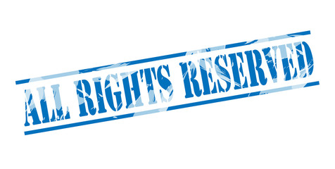 all rights reserved blue stamp on white background