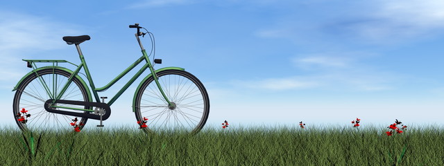 Fototapeta na wymiar Green lady bicycle - 3D render