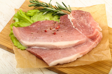 Raw pork steak