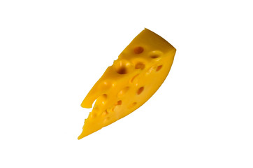 Piece of cheese isolated on a white background