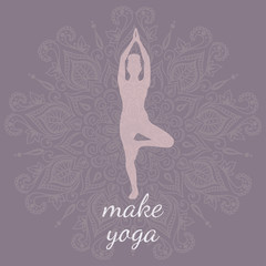 illustration of a beautiful woman silhouette in yoga position