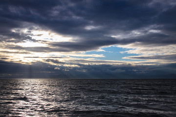 Sun rays at sunset.