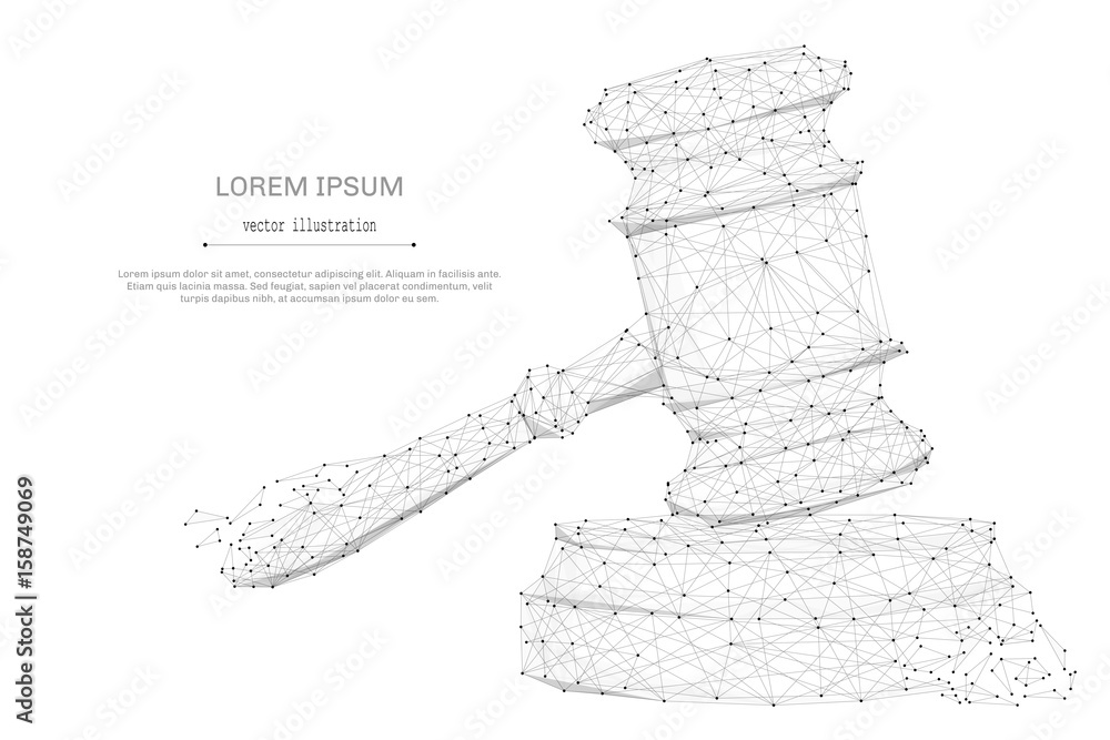 Leinwandbilder abstract mash line and point hammer of a judge on white background with an inscription. justice star