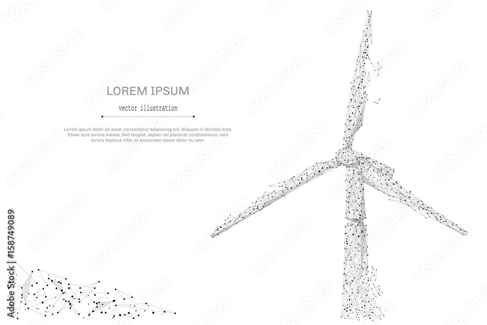 Aufkleber abstract mash line and point windmill on white background with an inscription. green energy starry s