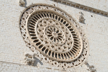 Close-up of a rose window, Basilica of St Francis, Assisi, Italy