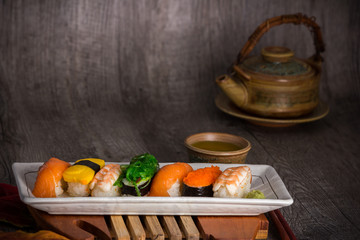 sushi  and tea drinking set