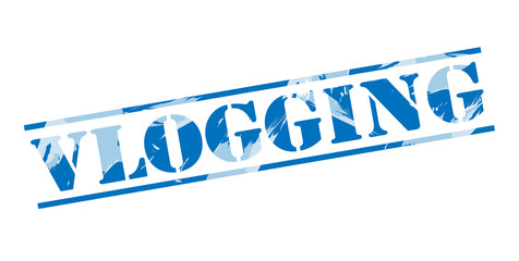 vlogging blue stamp on white background