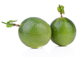 Passion fruit raw isolated on white background.