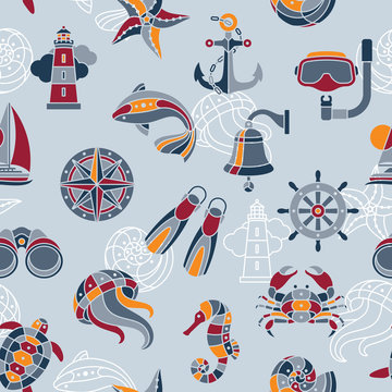 Seaside seamless pattern