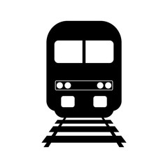 Black train vector icon on white background