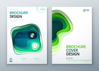 Paper cut brochure design. Paper carve abstract cover for brochure flyer magazine or catalog design. Red, orange, yellow colors