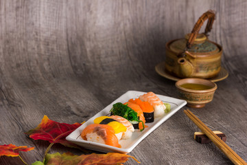 sushi  and tea drinking set