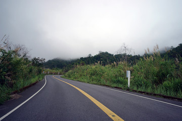 Country Road on the Mountain of Doi Phuka National Reserved Park, Nan Province, Thailand