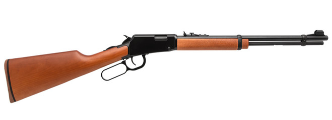 Old American wild west rifle isolated on white