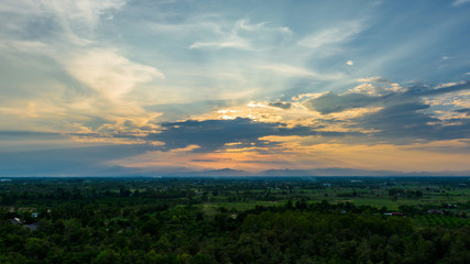 Fototapeta na wymiar sunset over the mountain hills