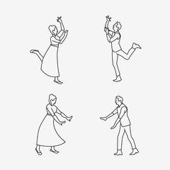 Outline drawing of dancing couple