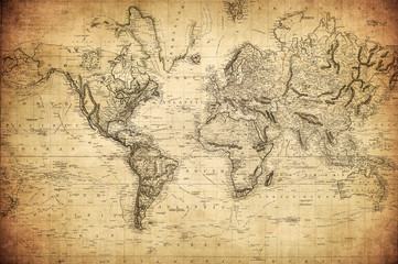 vintage map of the world 1814.. - obrazy, fototapety, plakaty