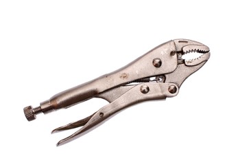 Chrome plated steel pliers isolated on white background