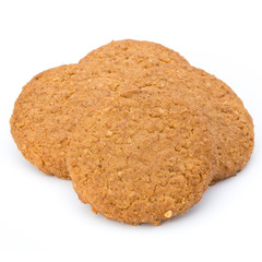 Stacked short pastry cookies isolated on white background.