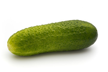 Eco cucumber on white background. Fresh vegetables.
