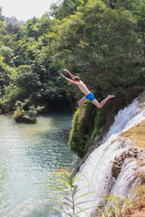 jumping from a 7 m waterfall