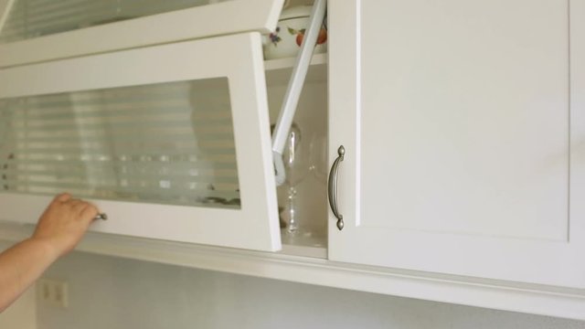 Footage of cupboards and built in modules in kitchen,Interior shot