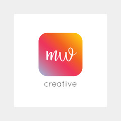 MW logo, vector. Useful as branding, app icon, alphabet combination, clip-art.