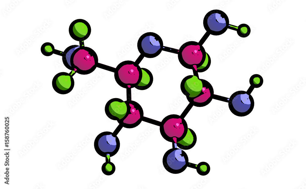 Wall mural Molecular structure of glucose (grape sugar), 3D rendering