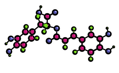 Molecular structure of Rosmarinic acid, 3D rendering